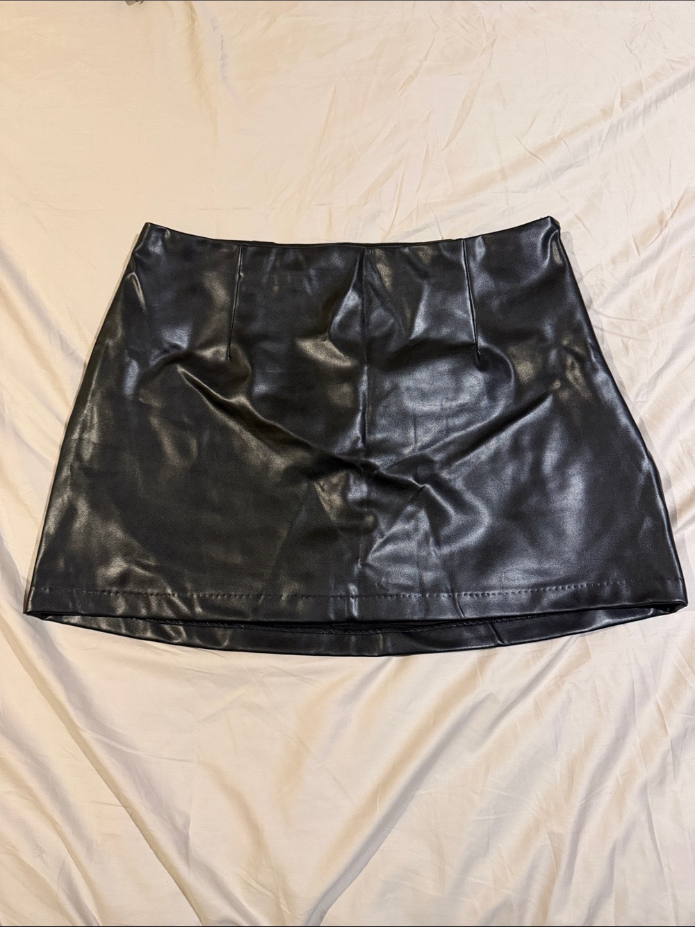 Abercrombie & Fitch Black Faux Leather Mini Skort